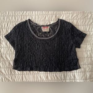 Free People Black Lace Crop Top